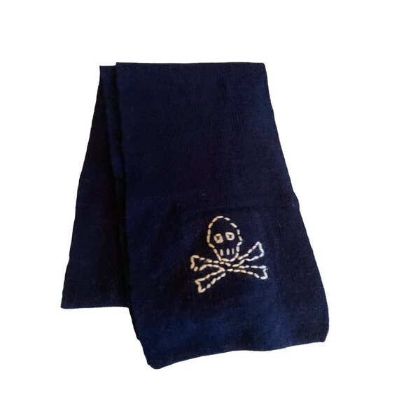 Crew Cuts Blue Knit Scarf Muffler Skull Crossbones Stitch One Size - Picture 5 of 6